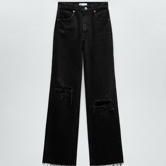 Zara high waist ripped wide leg jeans - Picture 3 of 4